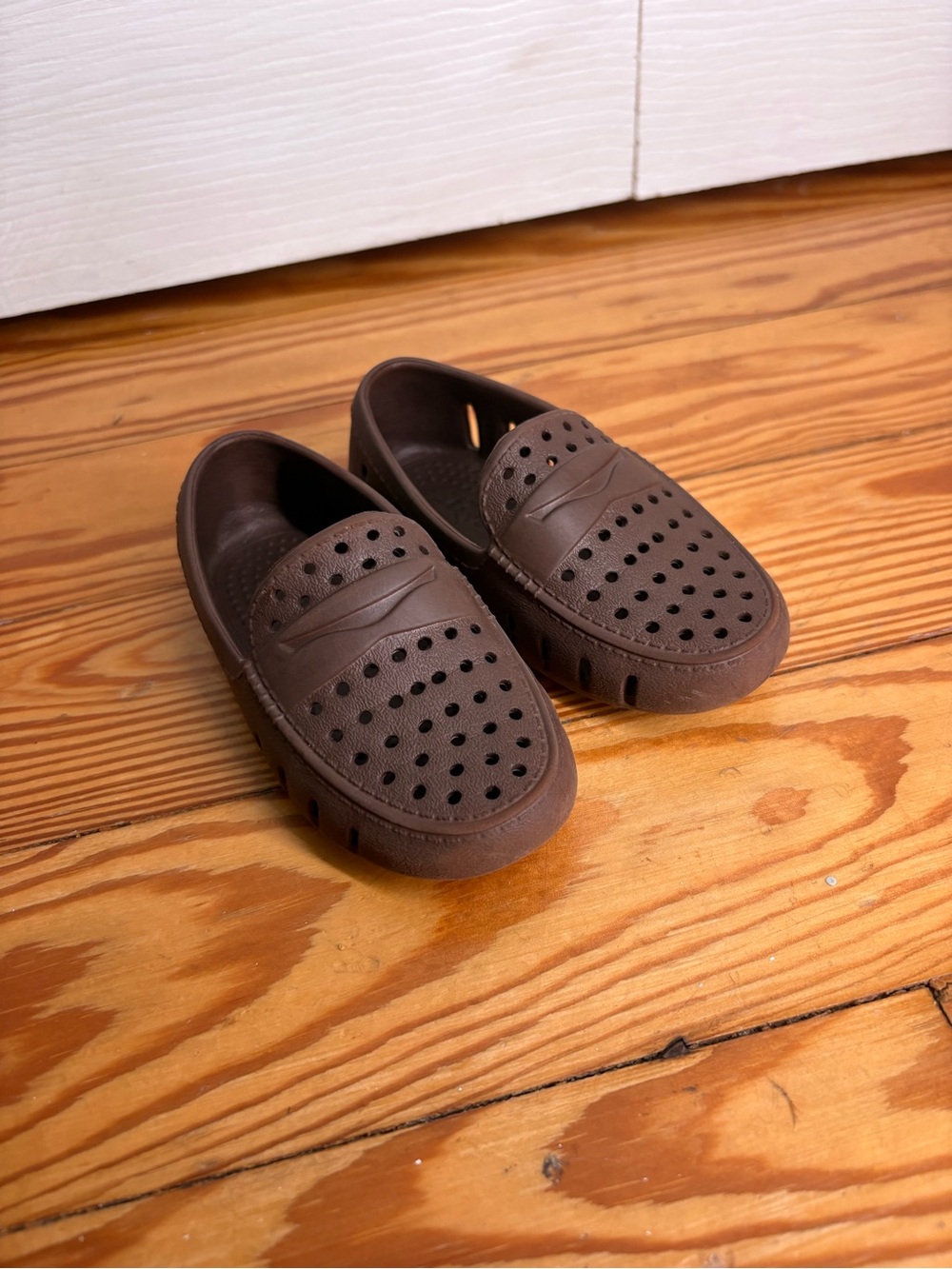 Kids Perforated Slip-On Dress Shoes - Brown